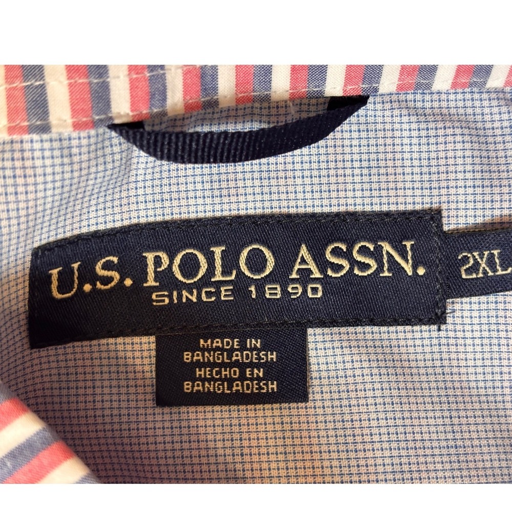 U.S. Polo Assn Shirt Mens 2XL Barberry Striped Short Sleeve Button Down NWT - Picture 10 of 14